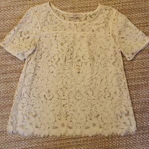 Loft sz XS Womens Lace Blouse Cream *euc*